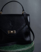 "YVES SAINT LAURENT" Cassandra logo engraved turnlock 2-way leather bag