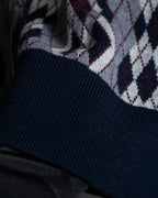 "COMME des GARCONS SHIRT × FRED PERRY" Argyle pattern box silhouette wool knit