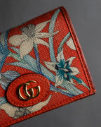 "GUCCI" Botanical pattern double G motif leather bifold wallet