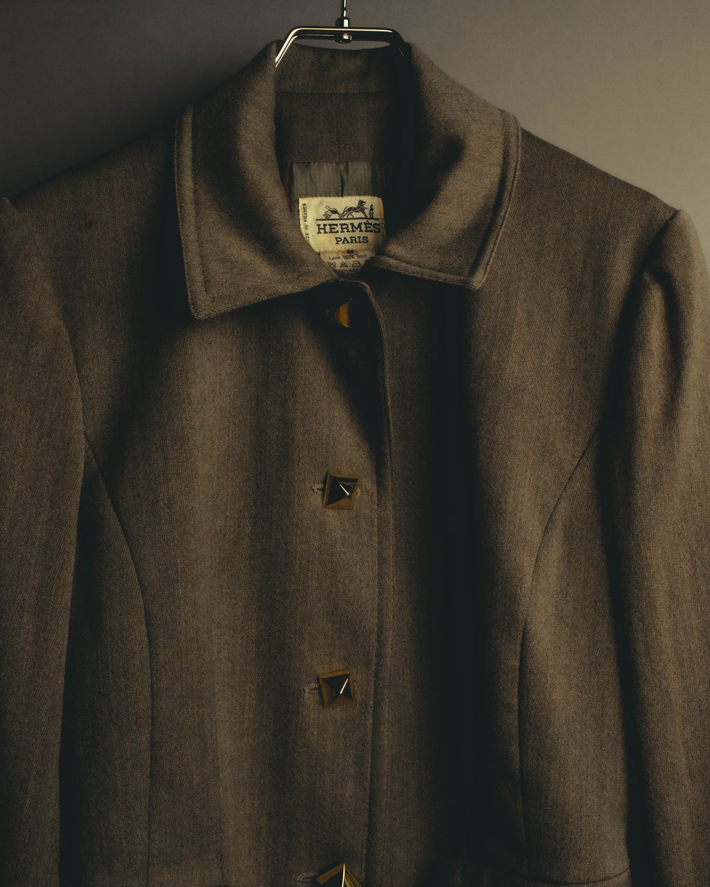 –SPECIAL– "Hermès" 70's-80's Equestrian wool tailored jacket