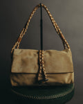 “Burberry” 00’s Braided leather handle suede shoulder bag