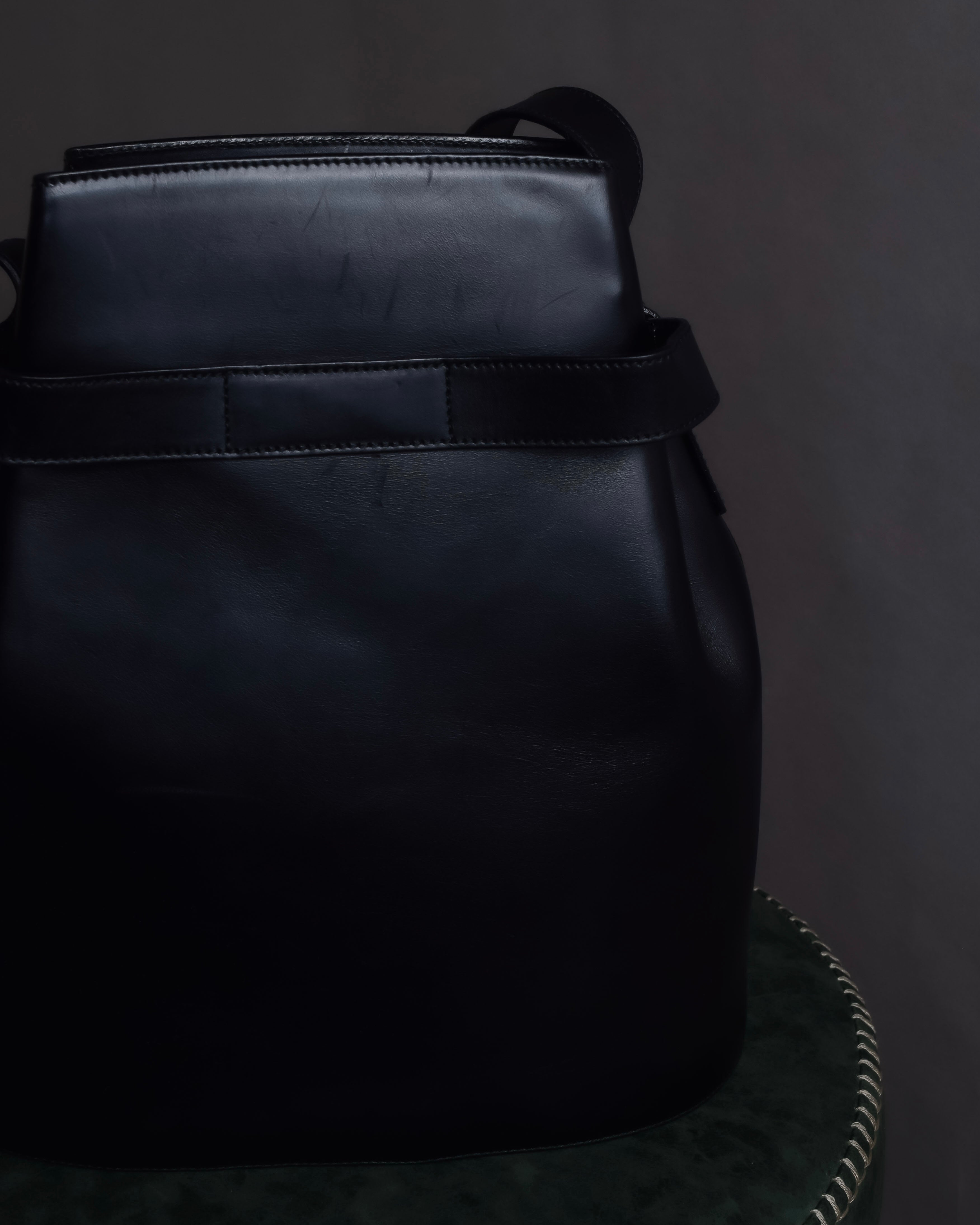 "Salvatore Ferragamo" Architectural trapezoid shape gancini leather shoulder bag