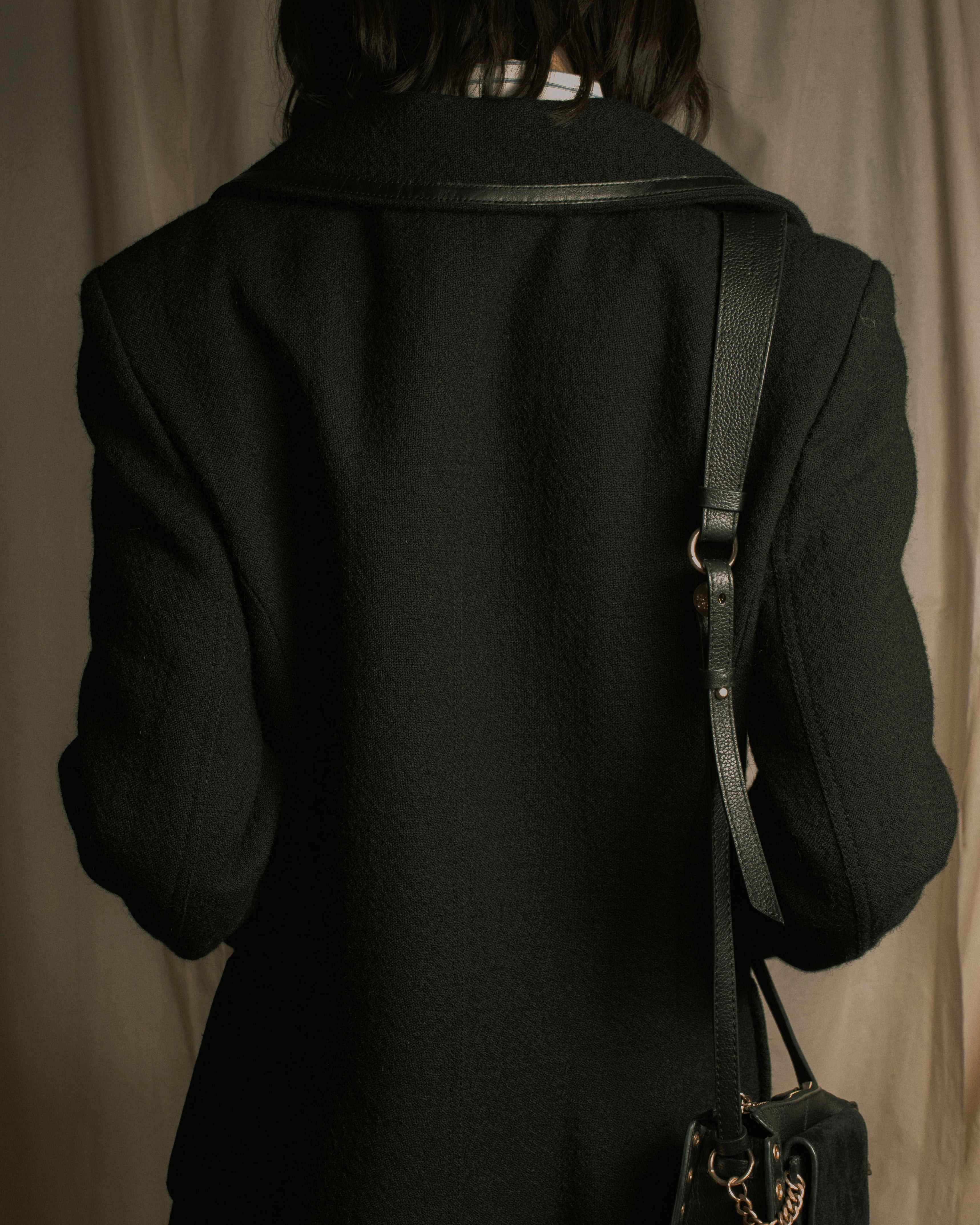 –SPECIALS– "LOEWE" 2017-2018 Minimal a-line calfskin piping coat