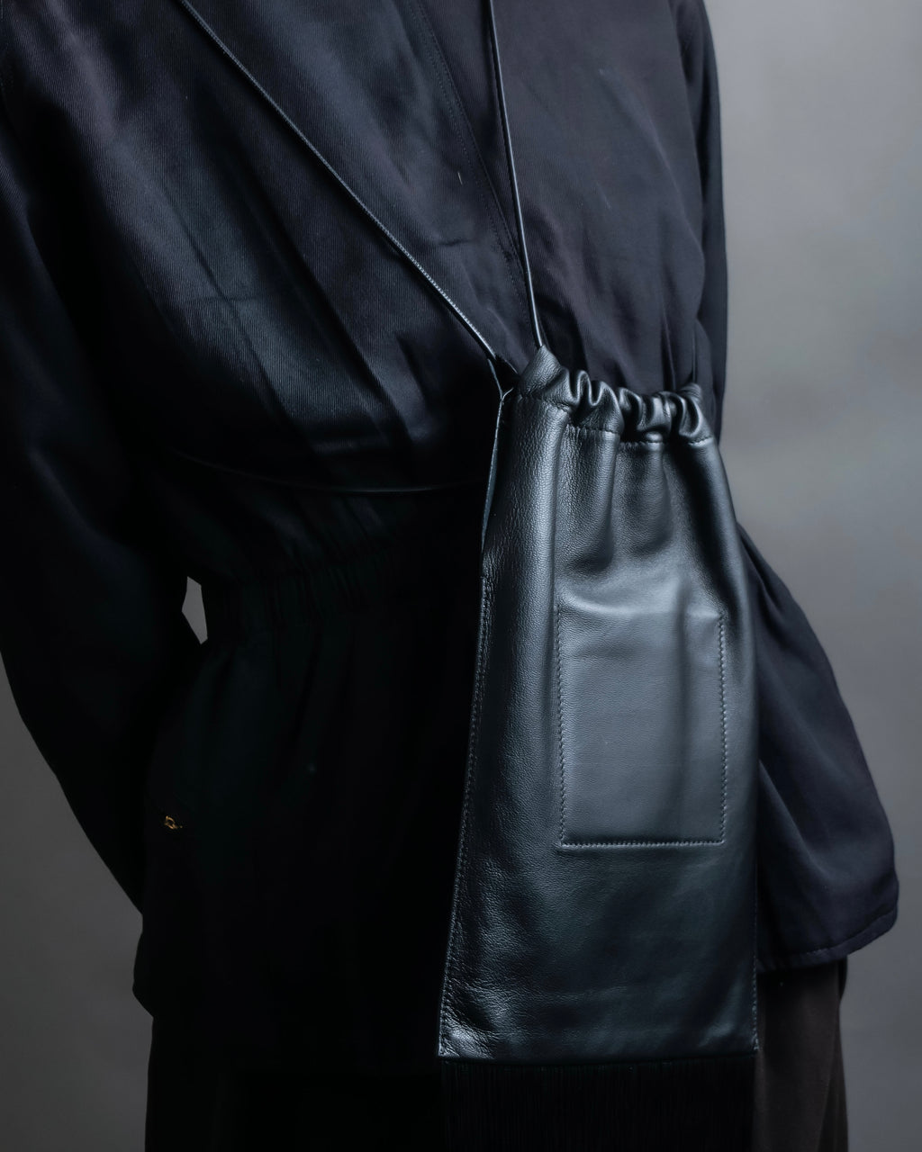 “JIL SANDER” Fringe detail flat drawstring shoulder bag