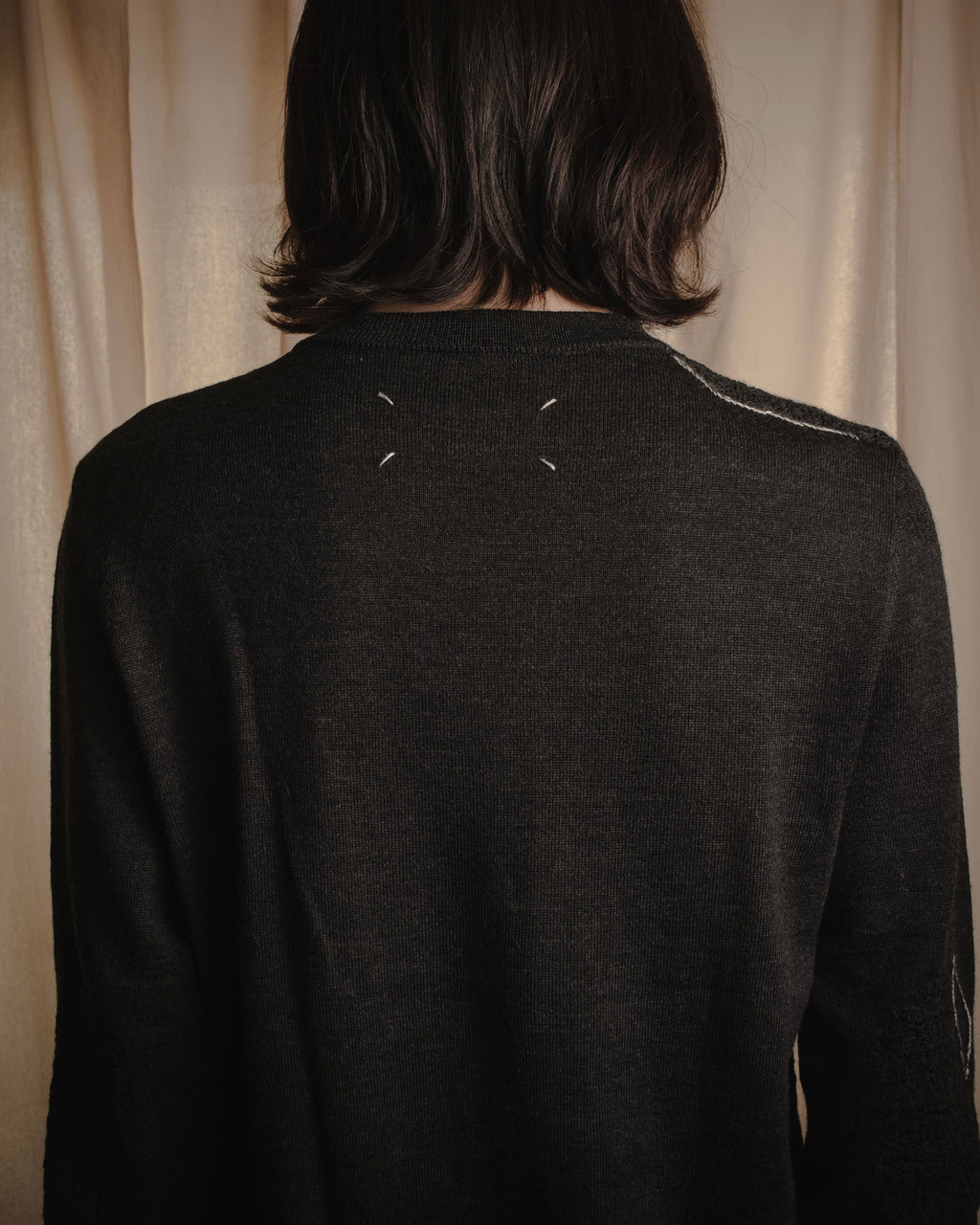 "Maison Margiela" 15AW deconstructed hand-stitched crewneck knit
