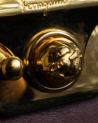 "Salvatore Ferragamo" Coin motif metal design leather hand bag