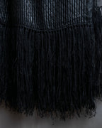 "GIORGIO ARMANI" Waffle low gauge knit fringe design stole