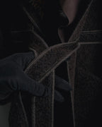 "FENDI" 90’s-00’s Sculptural belted leopard cat fur collar alpaca coat