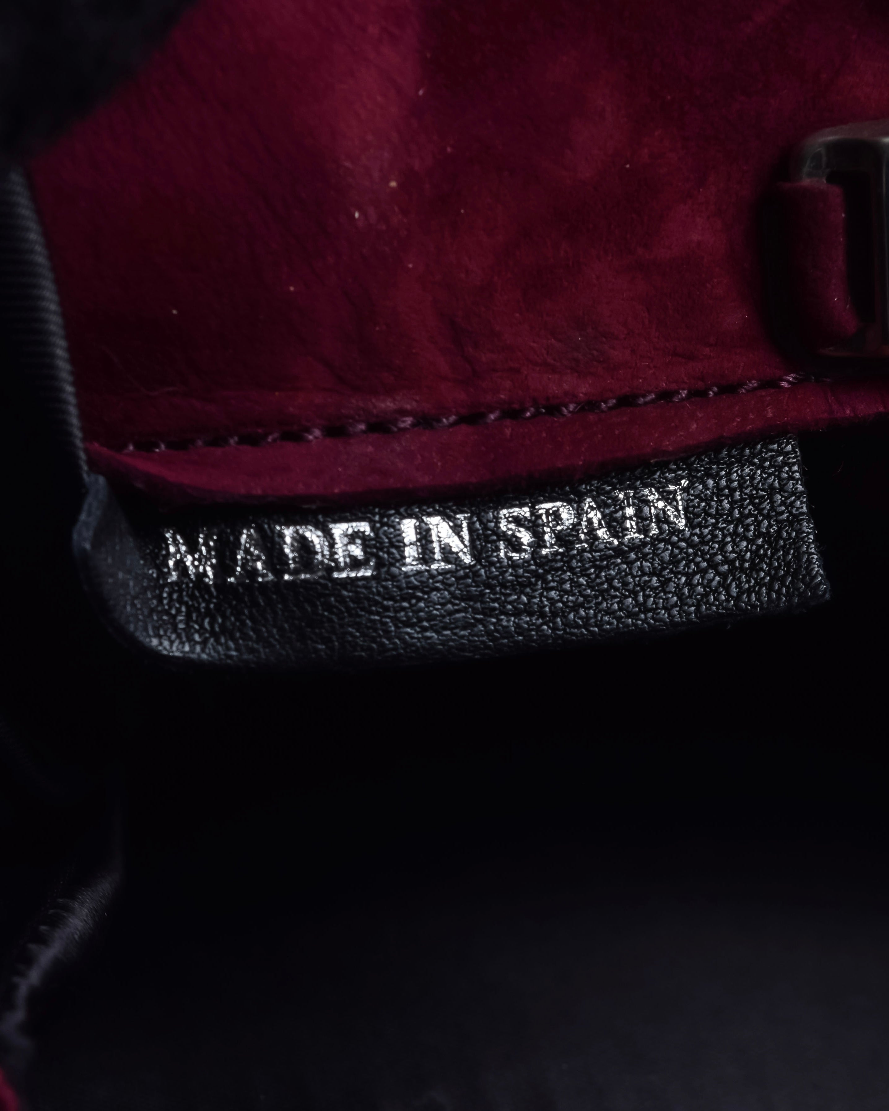 "LOEWE" Deep red color triangle suede bag