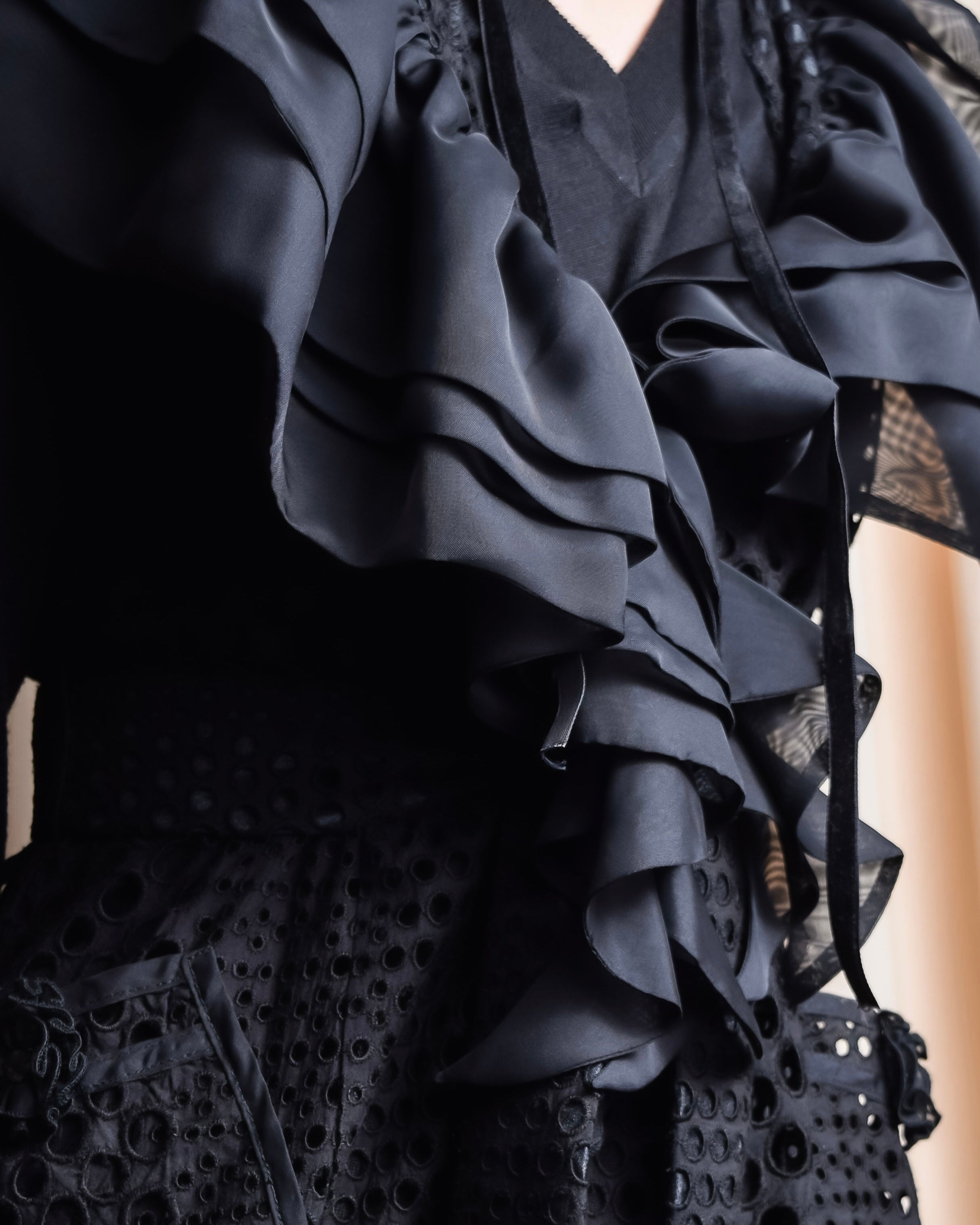 "NOKO OHNO" Layered organza frill embroidered dress