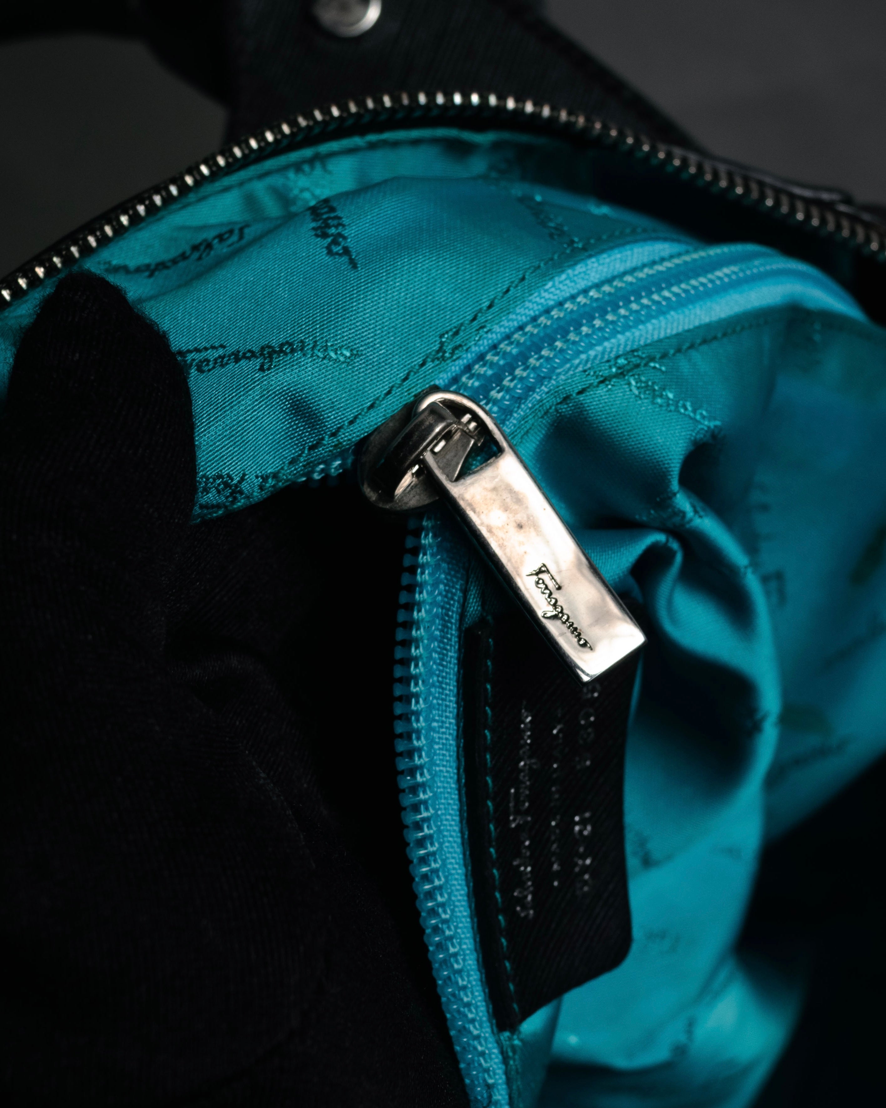 “Salvatore Ferragamo” 90’s-00’s wicker gancini leather handbag