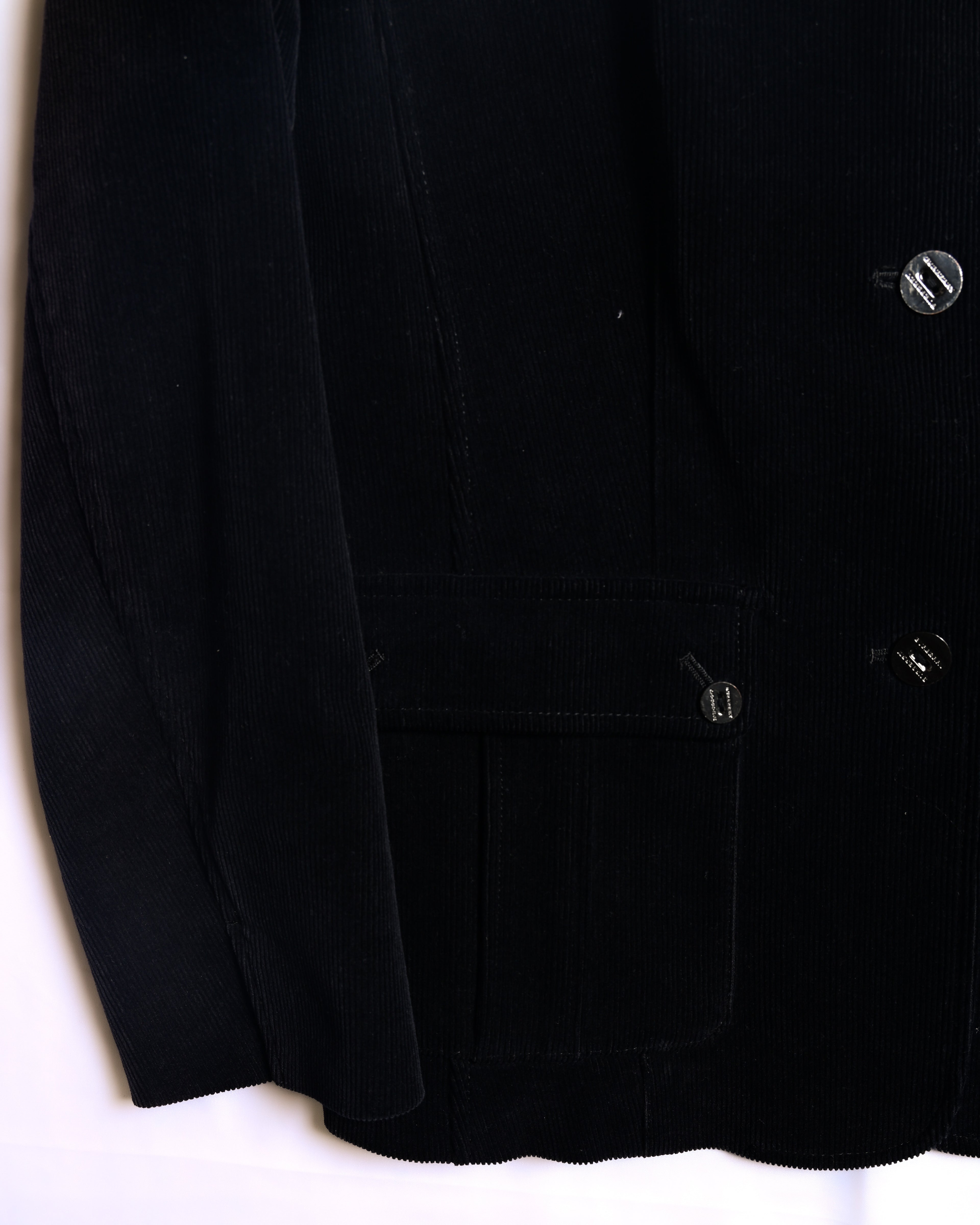 BURBERRY/ Slim Fit Single Breasted Corduroy Set Up Black