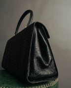 “Jardin des Sacs” 80’s-90’s Ostrich leather top handle bag