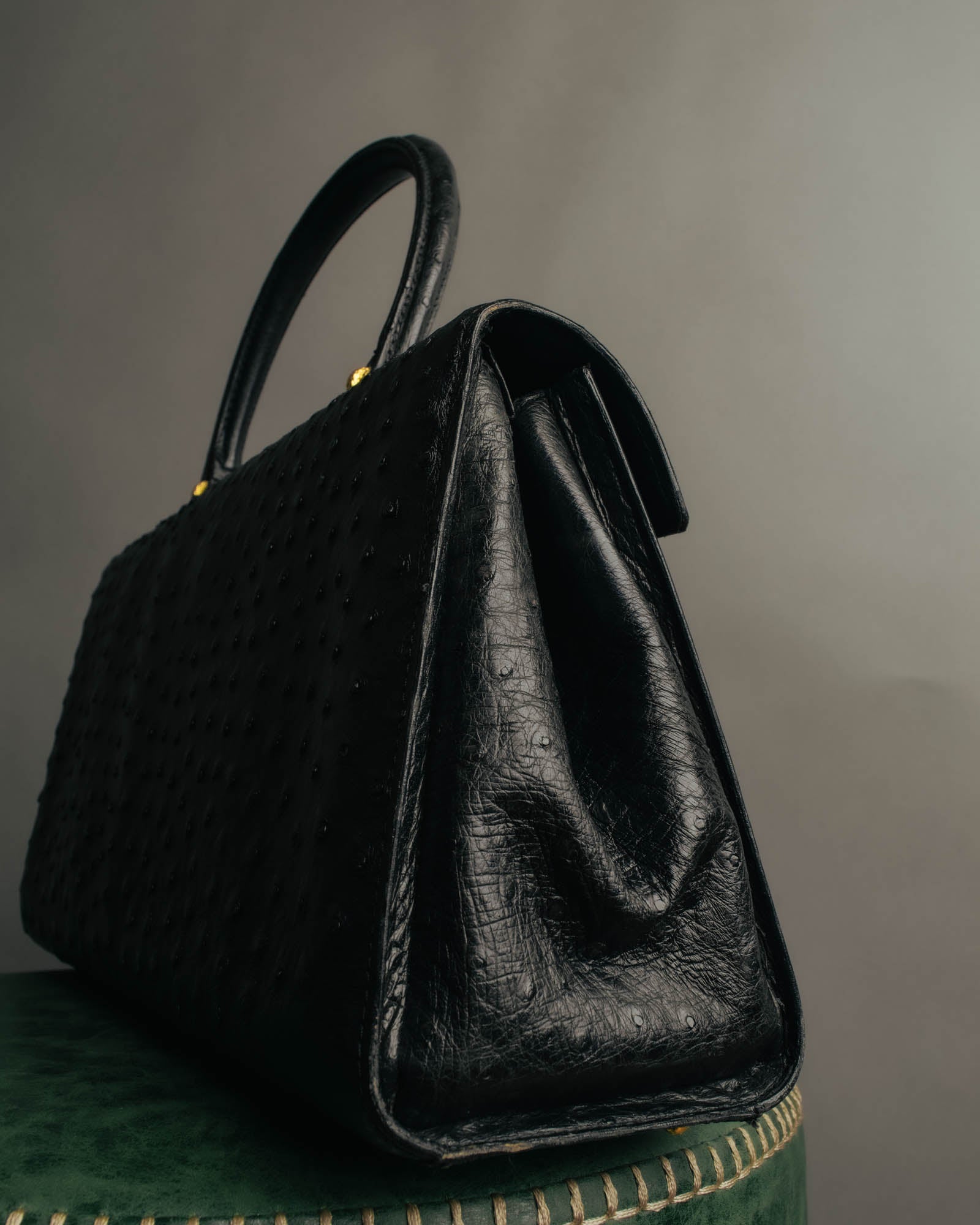 “Jardin des Sacs” 80’s-90’s Ostrich leather top handle bag