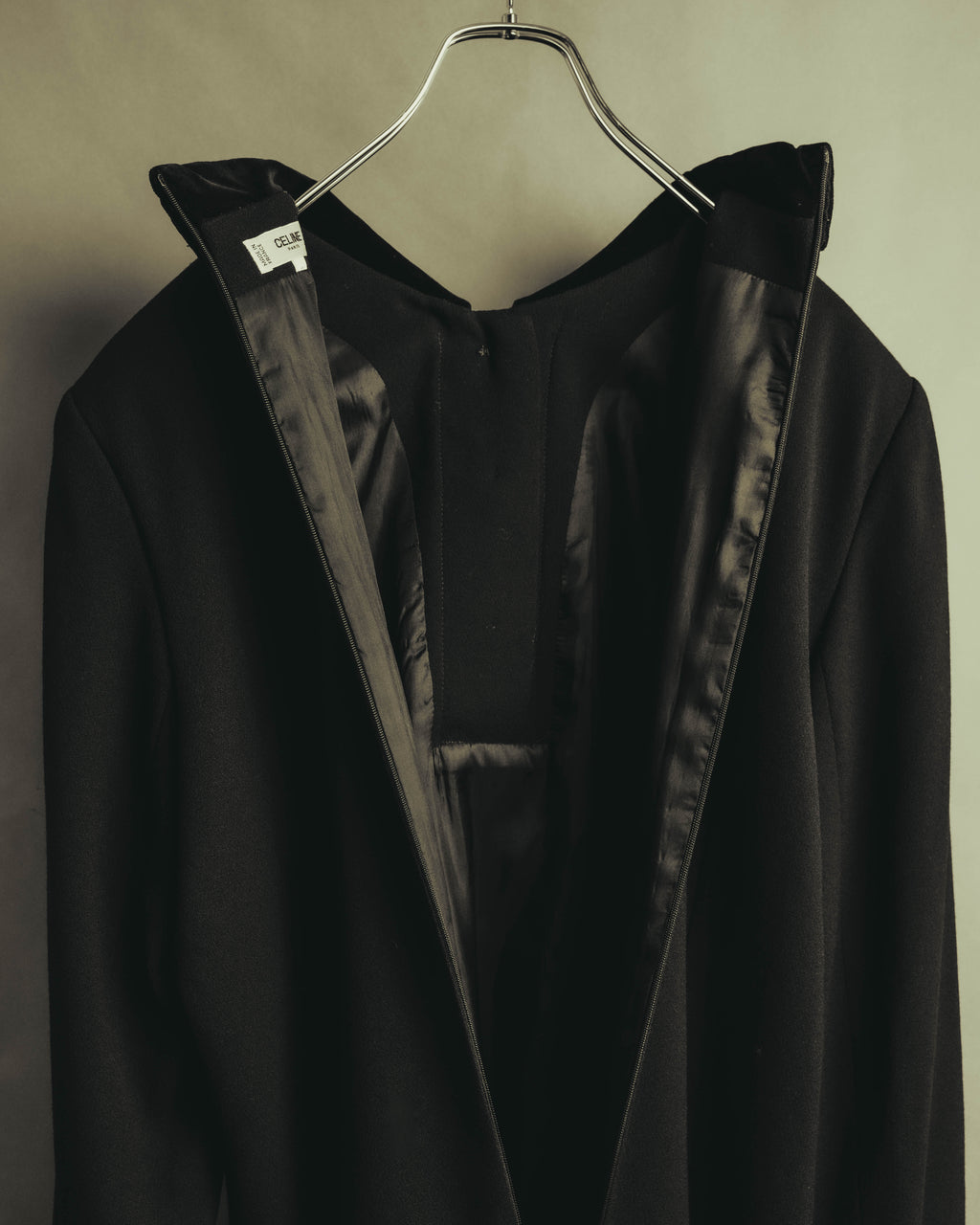 "CELINE" 80's Velvet collar maxi coat dress