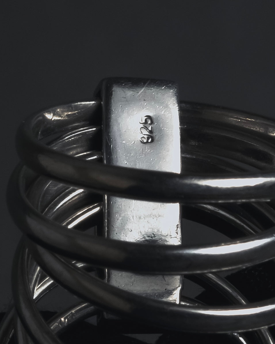 "Christian Dior" 00’s stacked wire silver 925 logo plate ring