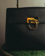 "Salvatore Ferragamo" 90's-00's Structured gancini leather top handle bag
