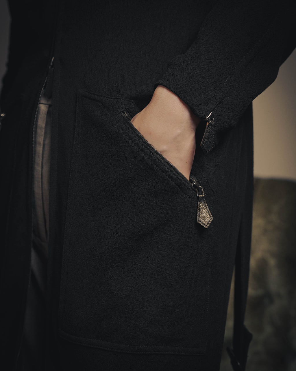 -SPECIAL- “HERMÈS” 00’s Jean Paul Gaultier era belted four-zip long cardigan