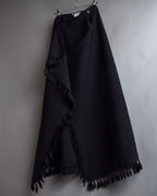 "ISSEY MIYAKE" Organic cutout fringe wrap skirt