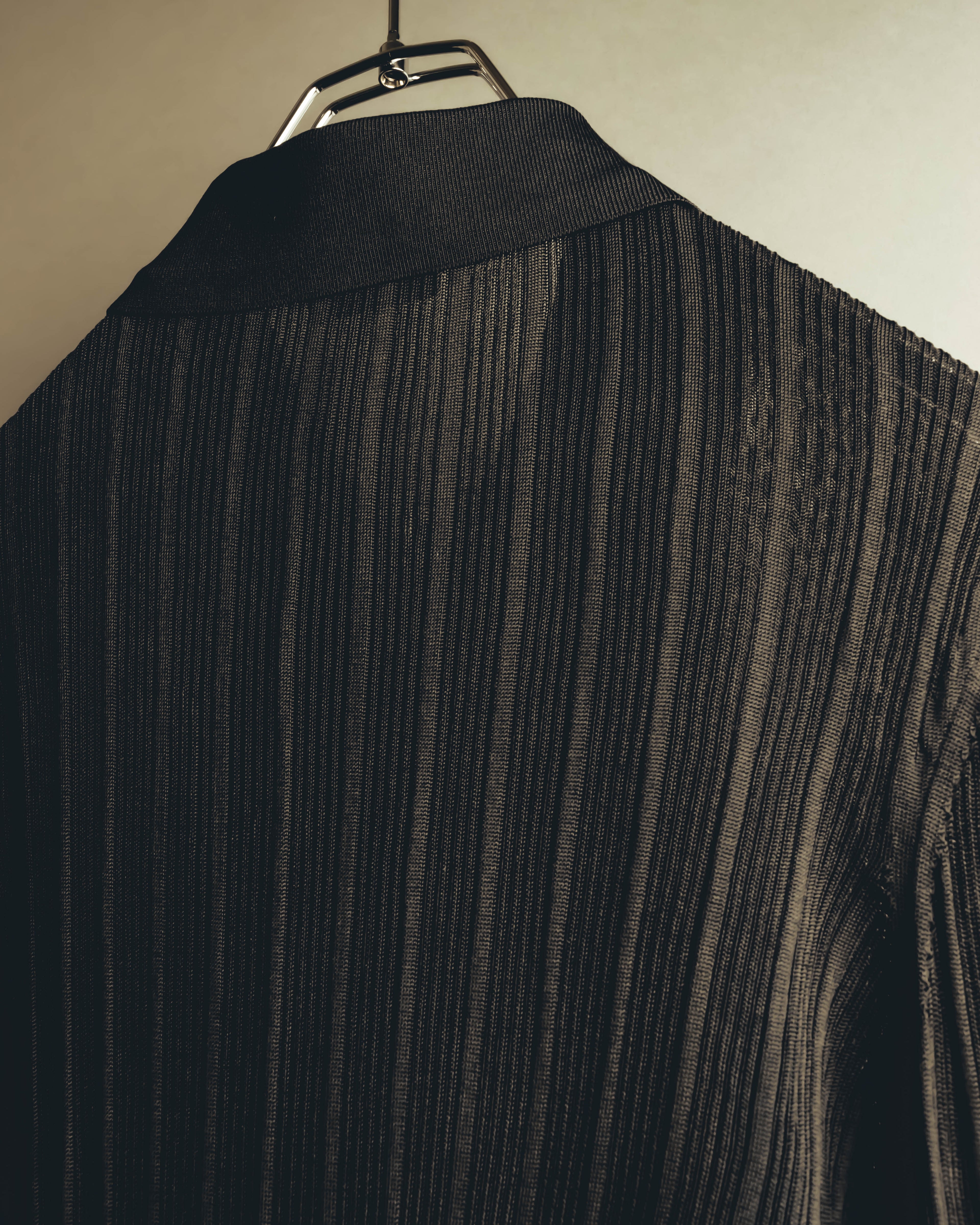 "SAINT LAURENT PARIS" 2020's Sheer ribbed silk blend polo cardigan