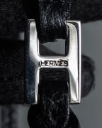 "HERMES" H motif design leather choker
