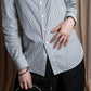 "YVES SAINT LAURENT" Fine pitch stripe pattern clerical design shirt