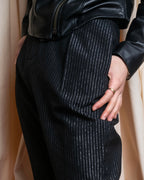 "CELINE" Shiny striped wide tapered slacks