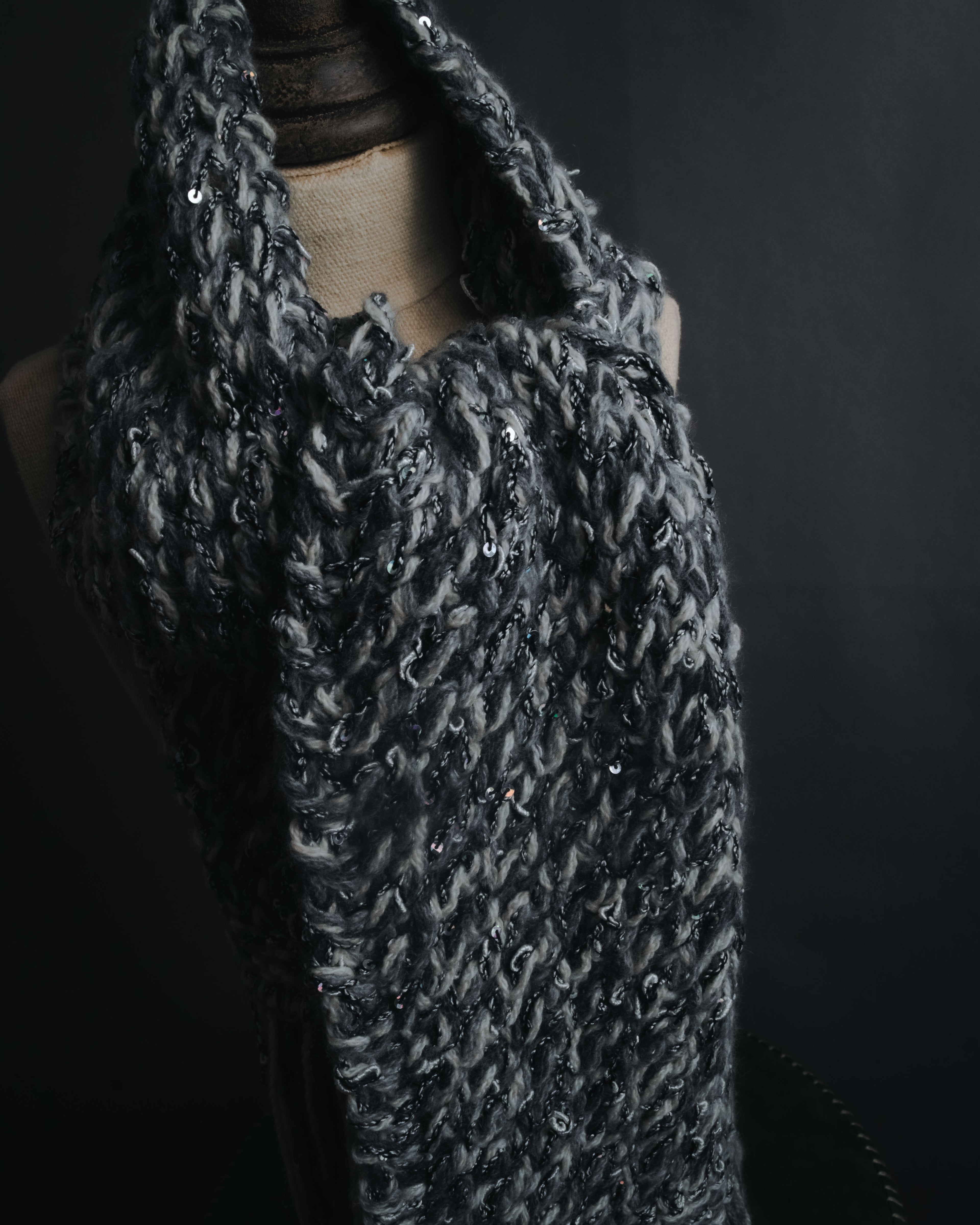 "CHANEL" 2005AW fantasy yarn embellished fringe scarf