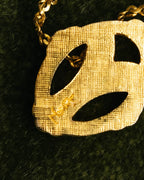 "Yves Saint Laurent" 80's-90's Gold tone rhinestone pendant necklace