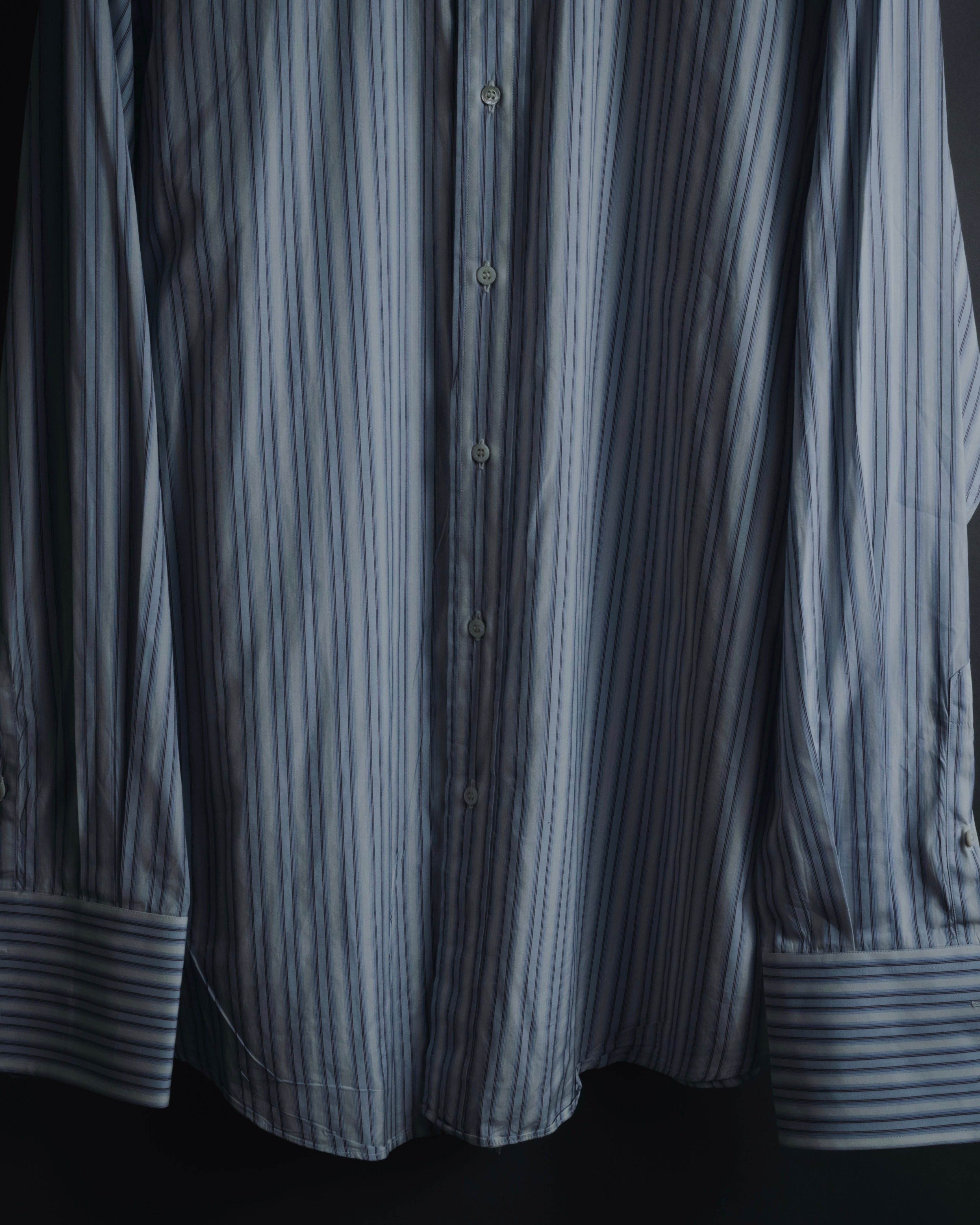 "GUCCI" Striped Spread Collar Shirt with Contrast Cuffs