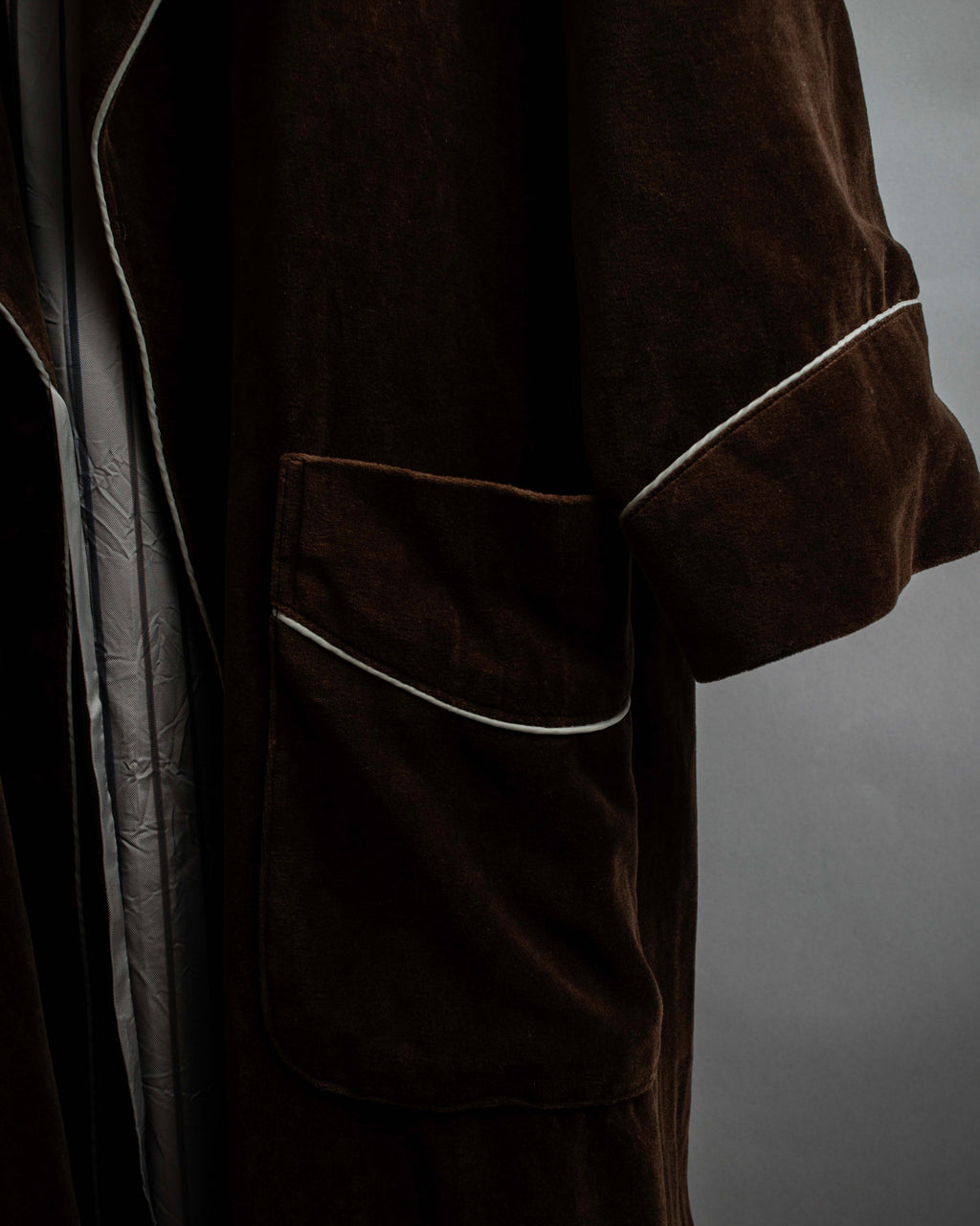 "CELINE" Piping design velour long gown coat