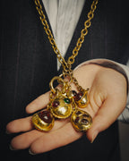 -SPECIAL - “CHANEL” 70’s-80’s Gripoix glass cabochon charm sautoir necklace