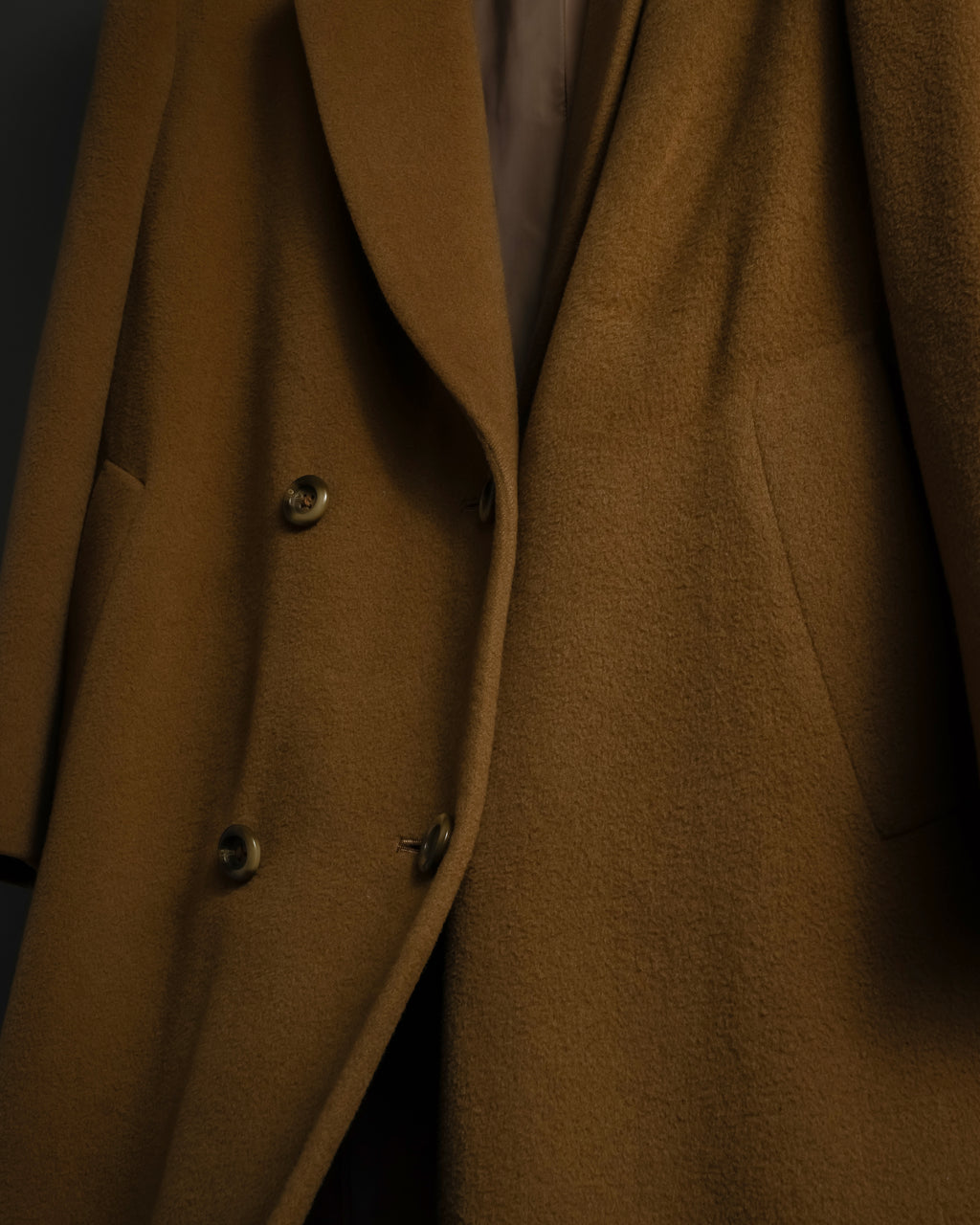 "BURBERRYS" 80's-90's Camel tone cashmere mix chester coat