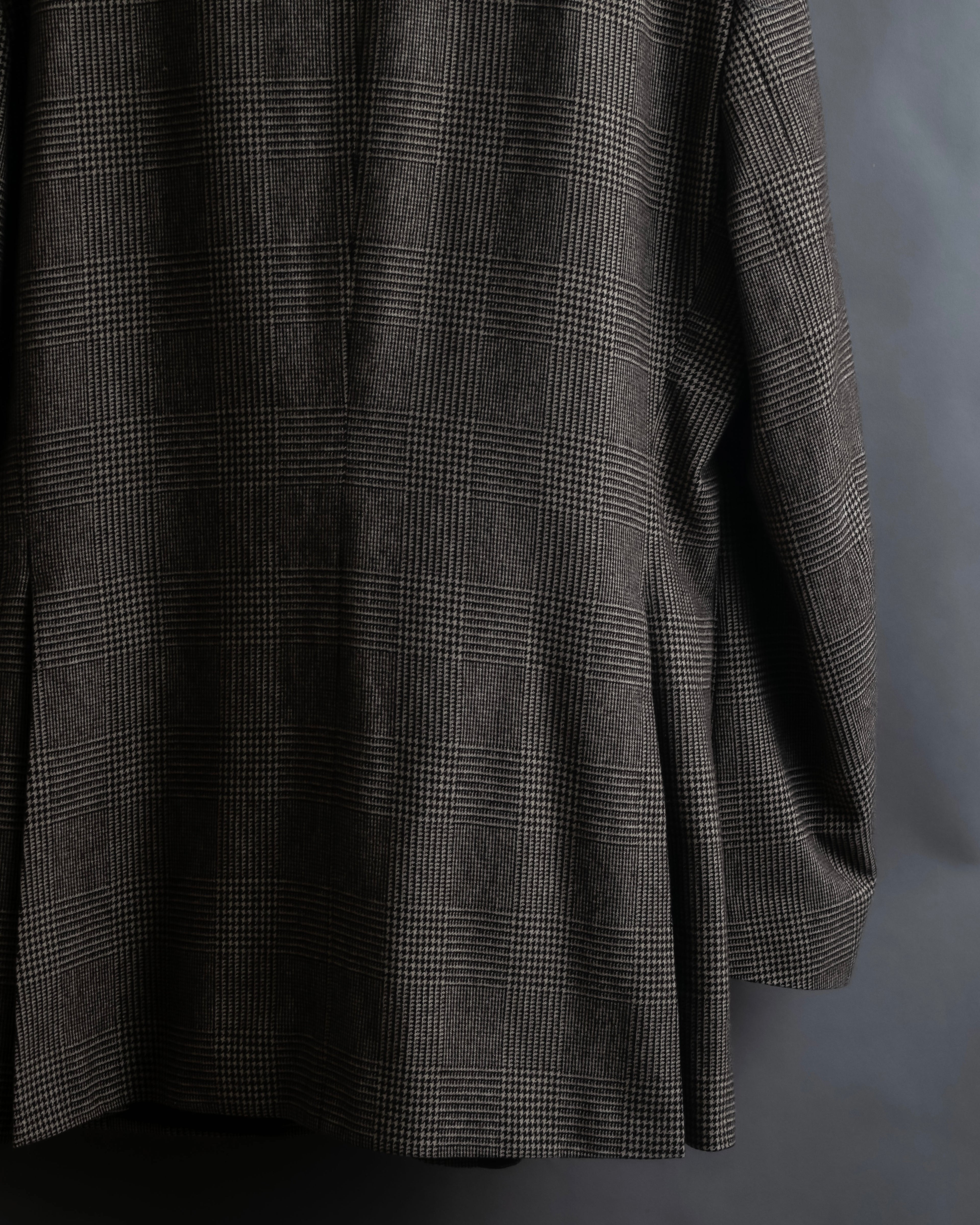 "YVES SAINT LAURENT" Glen plaid oversized wool tailored jacket