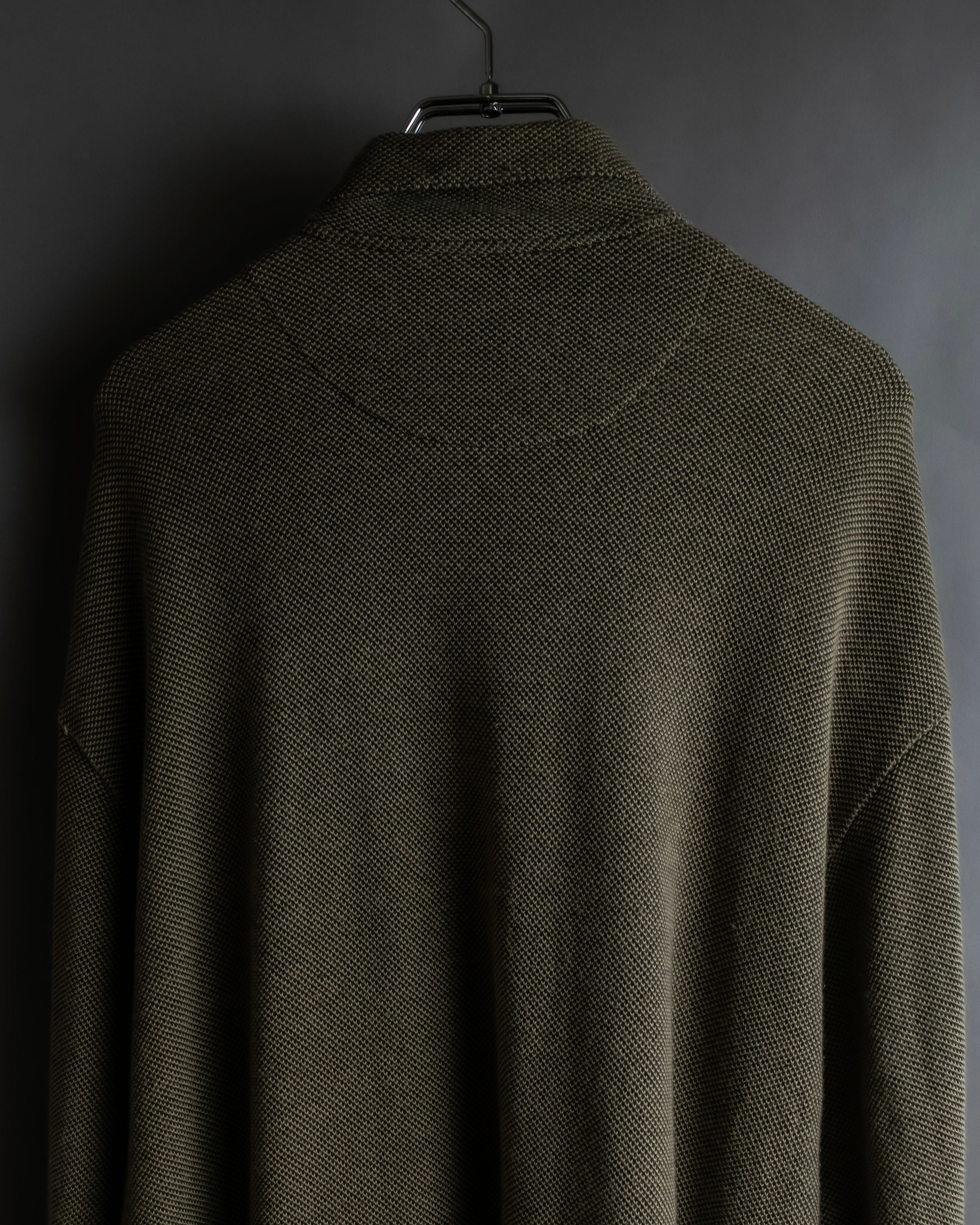 "Vintage herringbone long sleeve polo shirt"