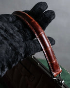 "JEAN PAUL GAULTIER" Logo engraved crocodile embossed 2way leather bag