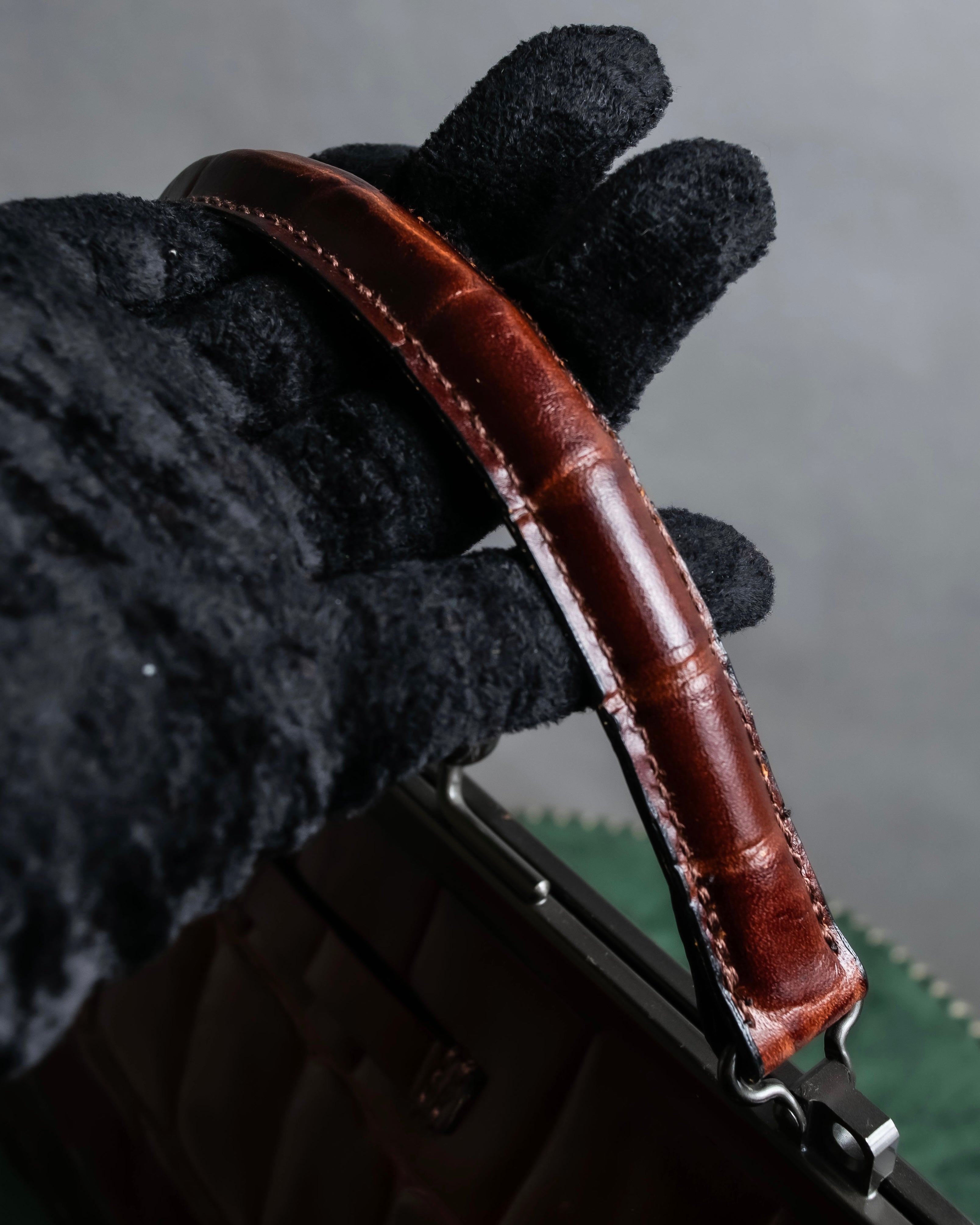 "JEAN PAUL GAULTIER" Logo engraved crocodile embossed 2way leather bag