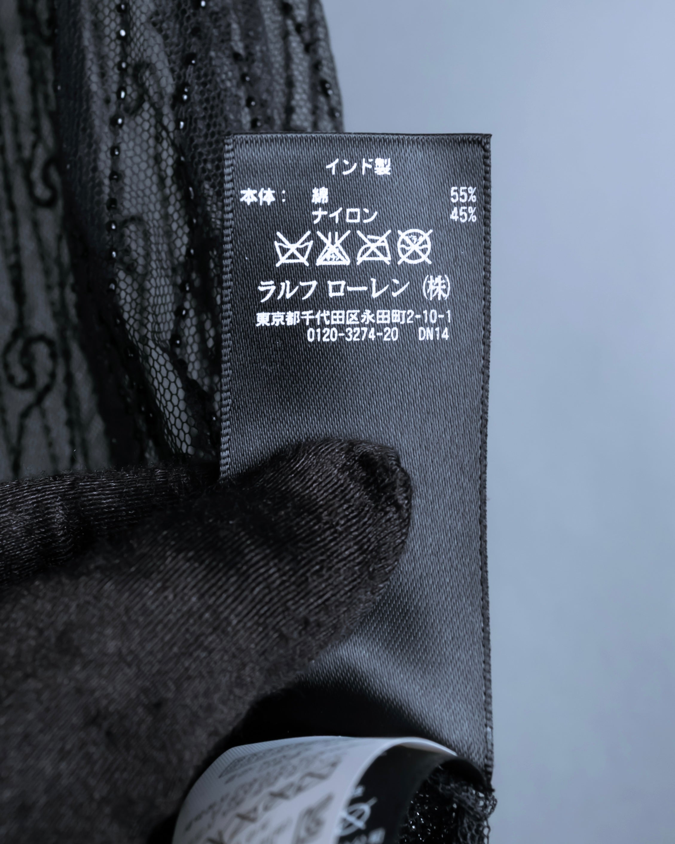 "RRL Ralph Lauren" Sequined beaded plant motif tulle sleeveless dress