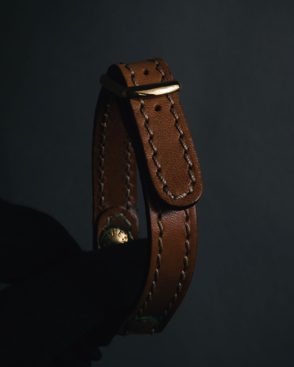 "CELINE" 70’s sulky logo leather bracelet