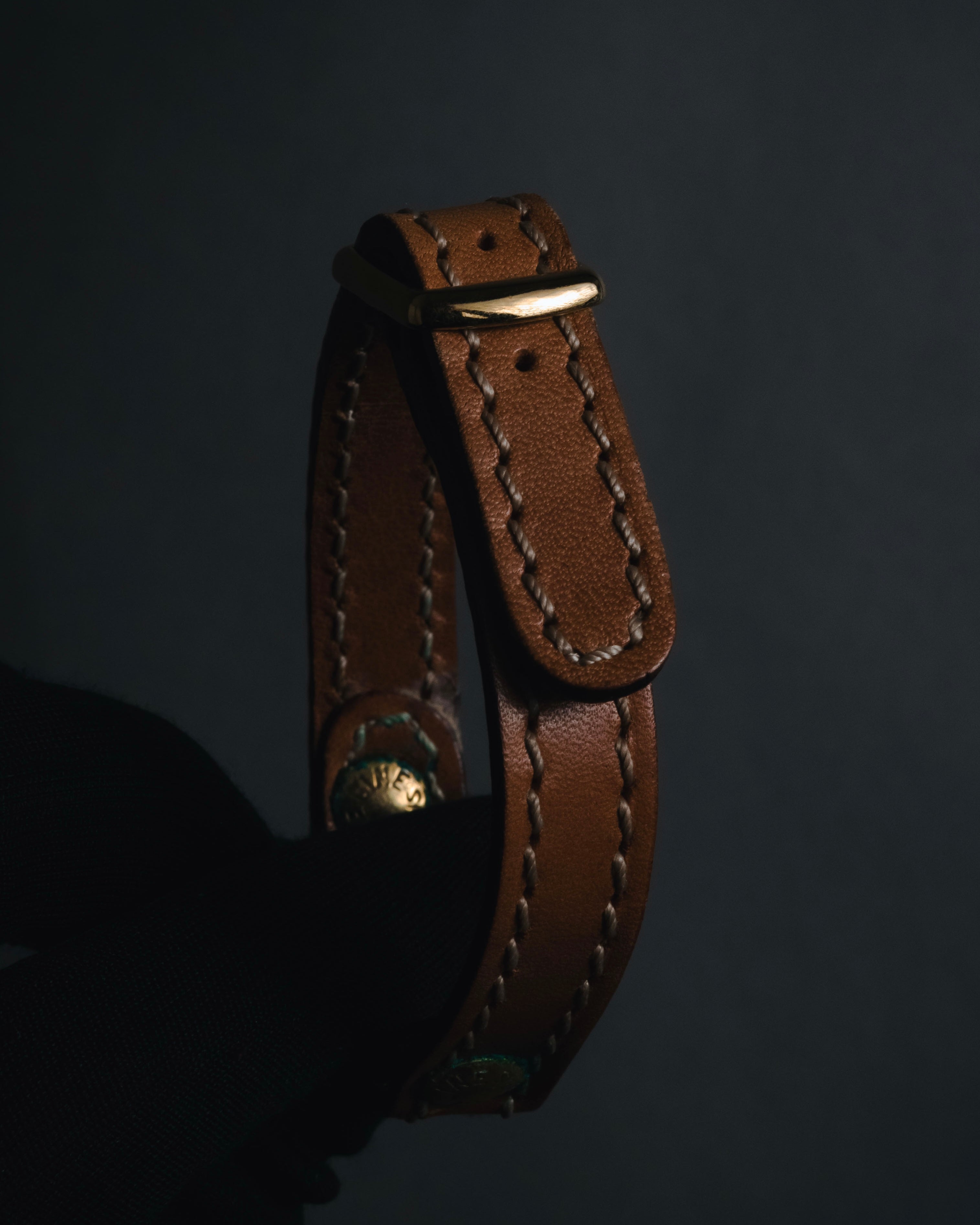 "CELINE" 70’s sulky logo leather bracelet