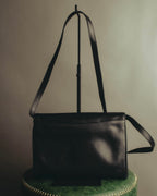 "CELINE" 70's-80's Classic black leather shoulder bag