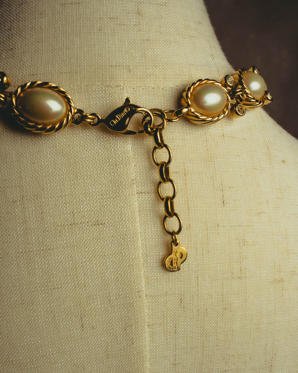 -SPECIAL- “Christian Dior” 70’s-80’s Faux pearl crystal statement necklace