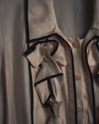 "CELINE" 00’s Piped ruffle silk blouse