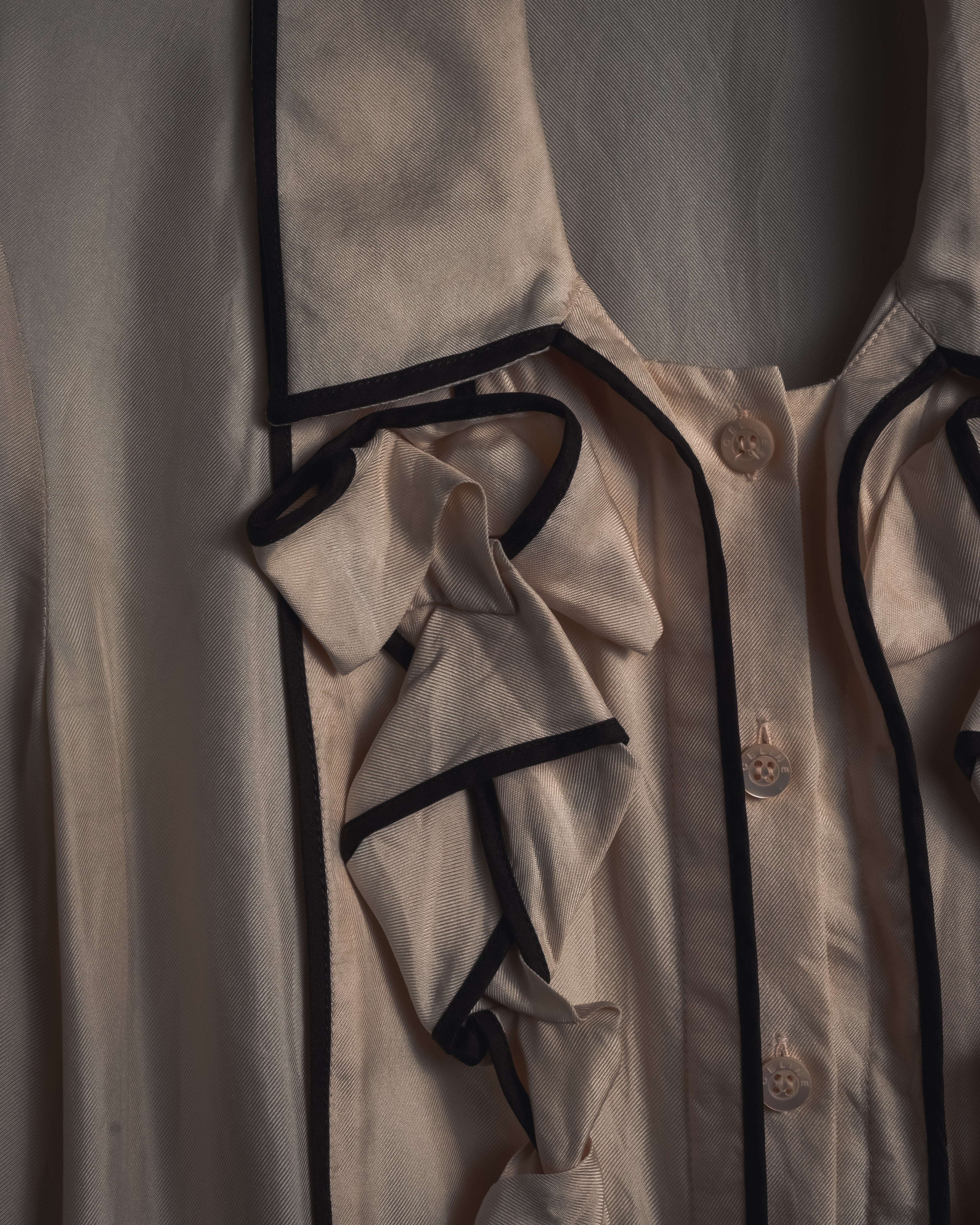 "CELINE" 00’s Piped ruffle silk blouse