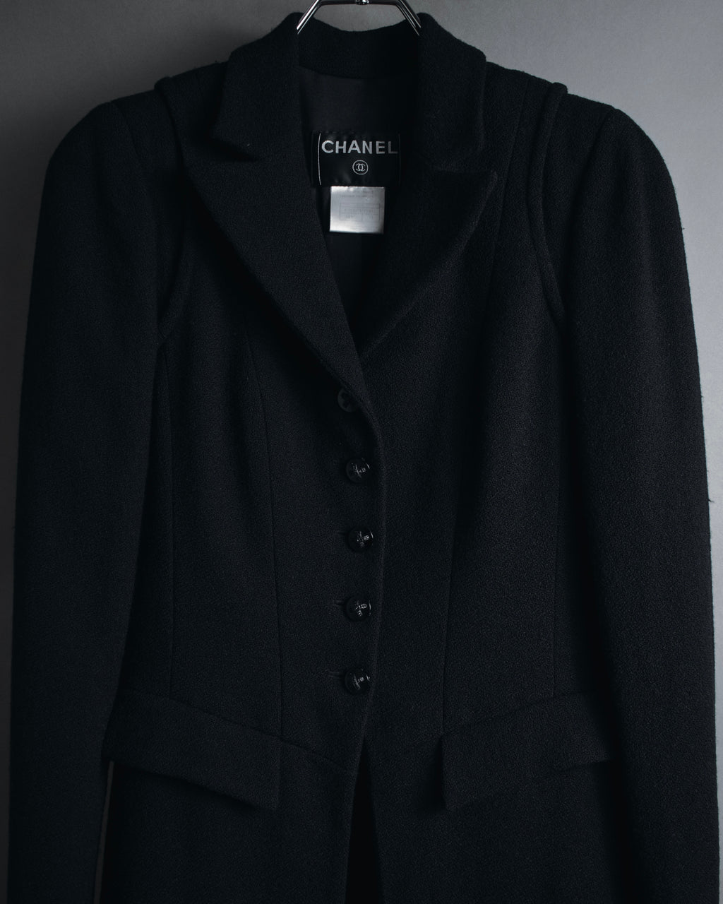 –SPECIAL– "CHANEL" 04SS sculpted princess-line wool crepe coat