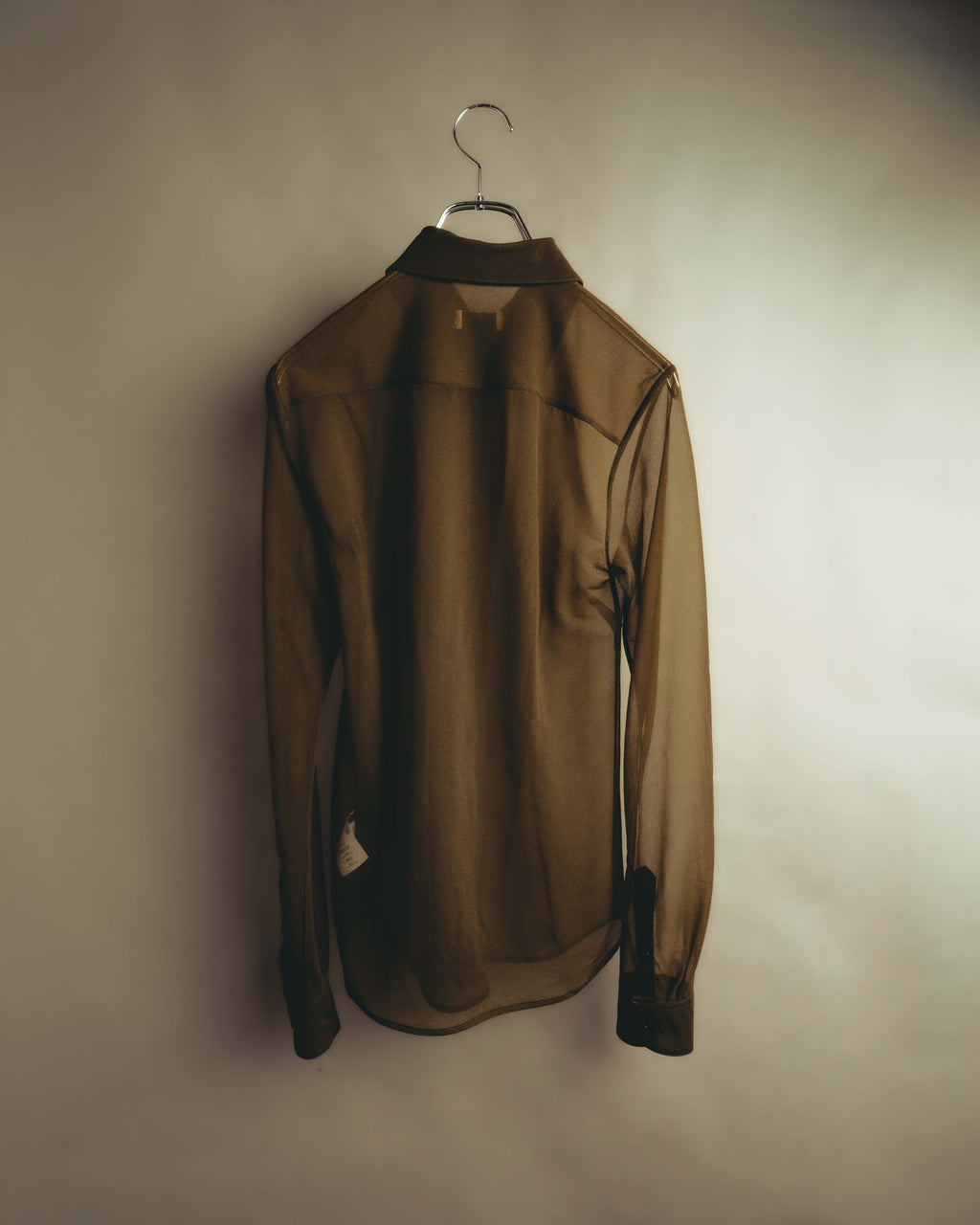 -SPECIAL- “Dries Van Noten” 20’s Sheer brown tailored long sleeve shirt