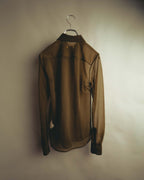 -SPECIAL- “Dries Van Noten” 20’s Sheer brown tailored long sleeve shirt