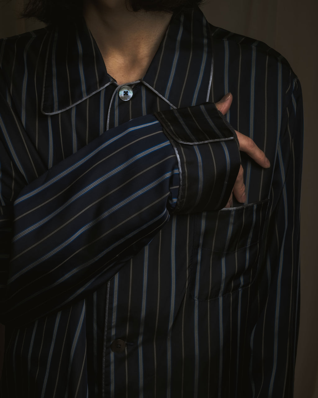 "Maison Margiela" 2021AW piped striped lounge shirt