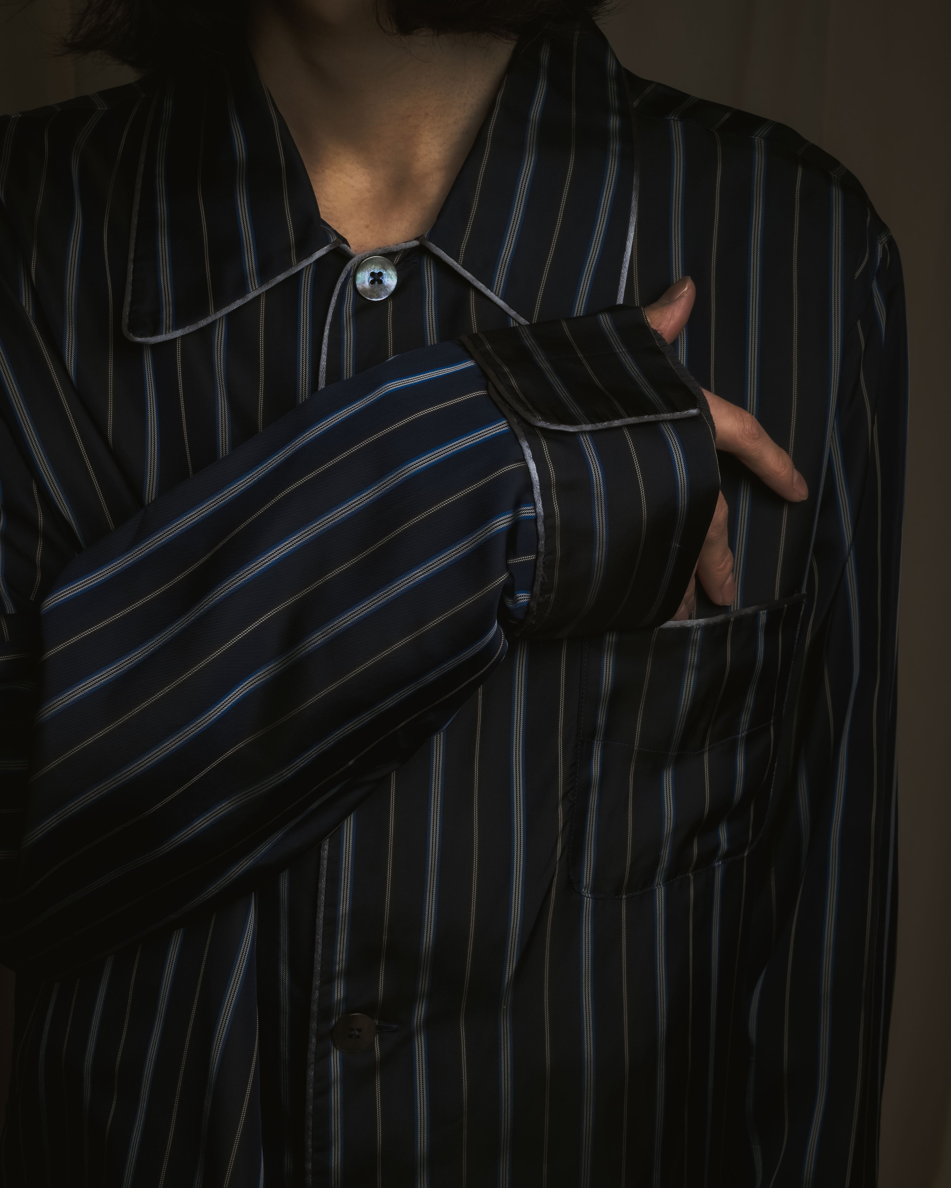 "Maison Margiela" 2021AW piped striped lounge shirt