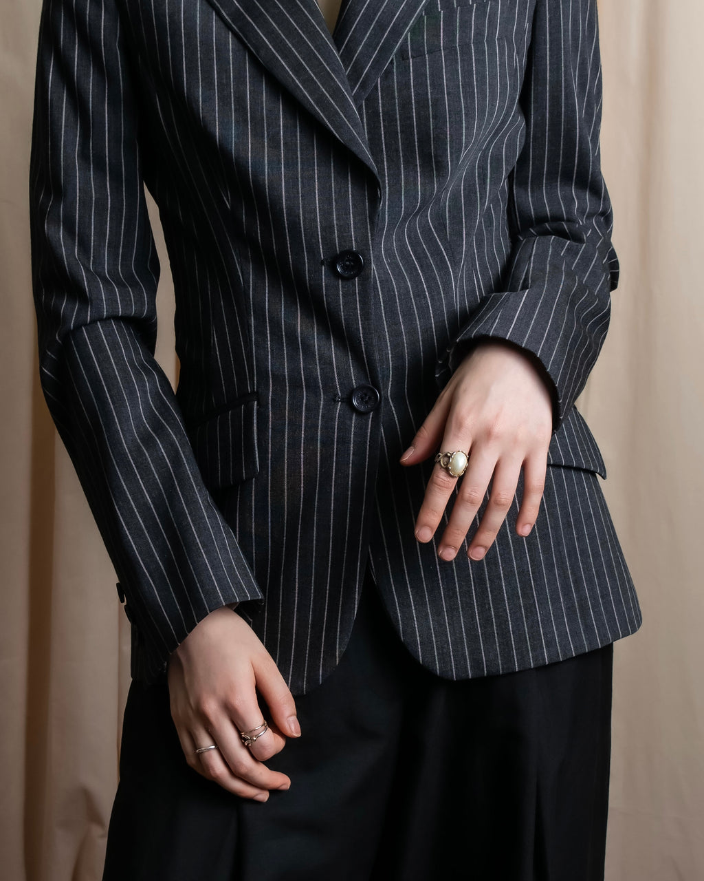 "Dolce & Gabbana" White striped shaped tailored jacket